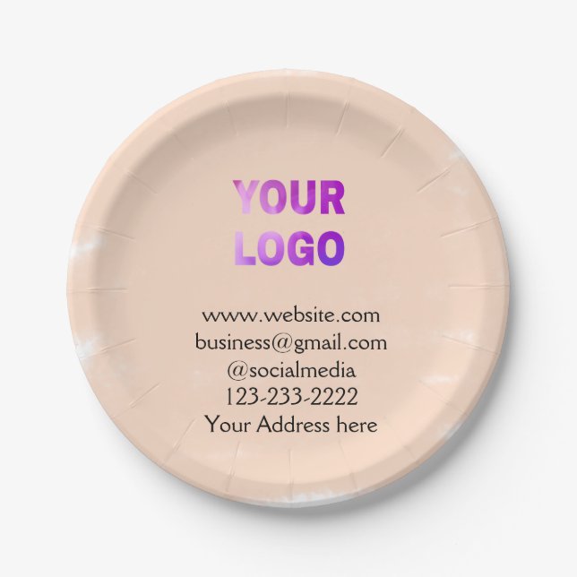 simple minimal add your logo/design here text  pos paper plate (Front)