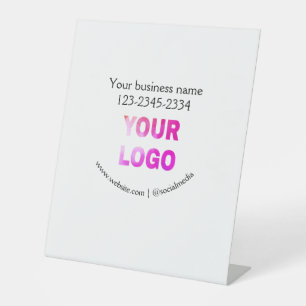 simple minimal add your logo/design here text pos pedestal sign