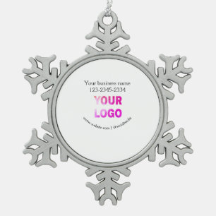 simple minimal add your logo/design here text  pos snowflake pewter christmas ornament