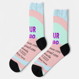 simple minimal add your logo/design here text pos socks