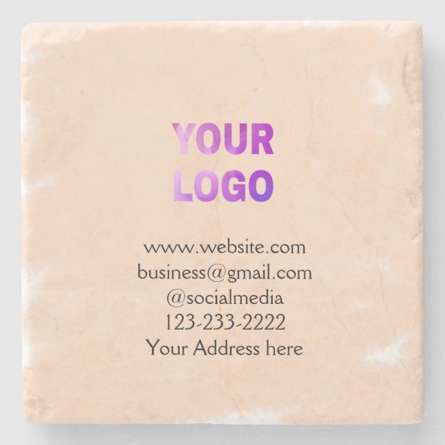 simple minimal add your logo/design here text  pos stone coaster (Front)