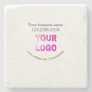 simple minimal add your logo/design here text pos stone coaster