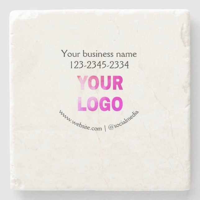 simple minimal add your logo/design here text  pos stone coaster (Front)