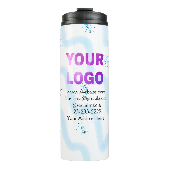 simple minimal add your logo/design here text  pos thermal tumbler (Front)