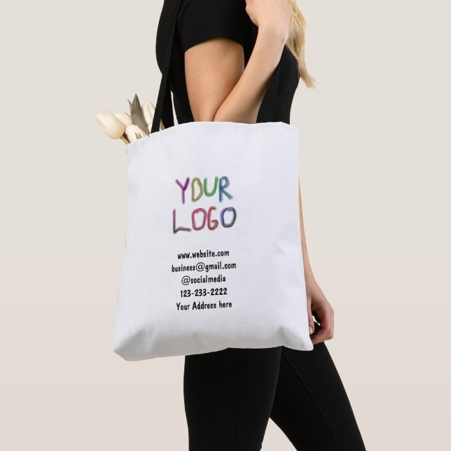 simple minimal add your logo/design here text  pos tote bag (Close Up)