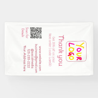 simple minimal add your logo/design here text Q R Banner