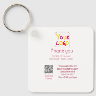 simple minimal add your logo/design here text Q R Key Ring