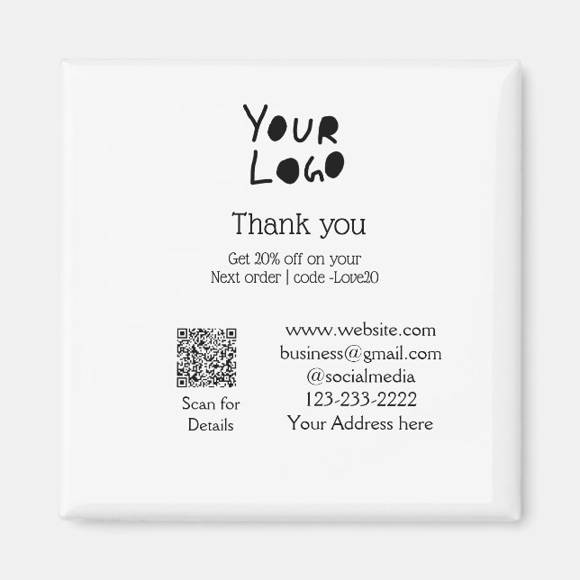 simple minimal add your logo/design here text Q R Magnet (Front)