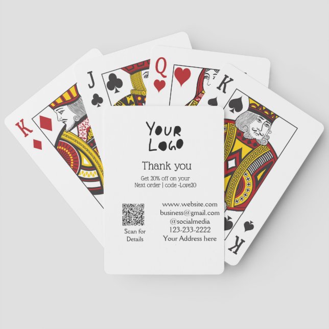 simple minimal add your logo/design here text Q R Playing Cards (Back)