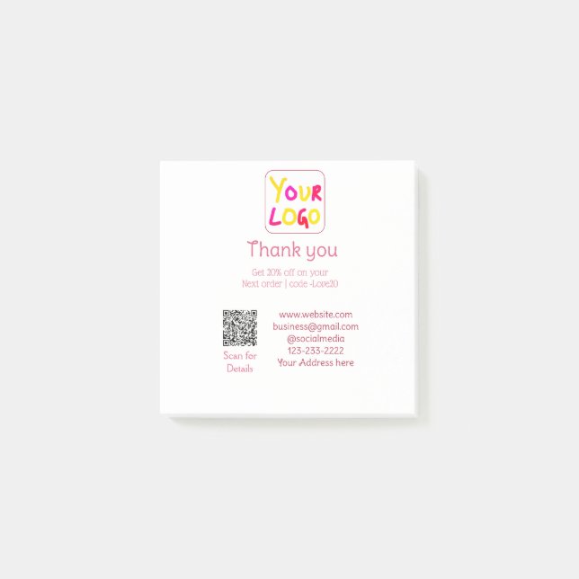 simple minimal add your logo/design here text Q R Post-it Notes (Front)