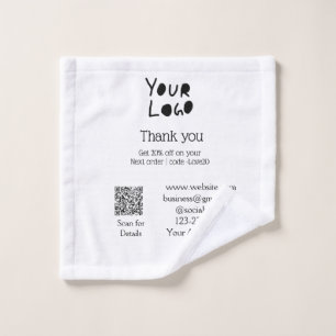 simple minimal add your logo/design here text Q R Wash Cloth