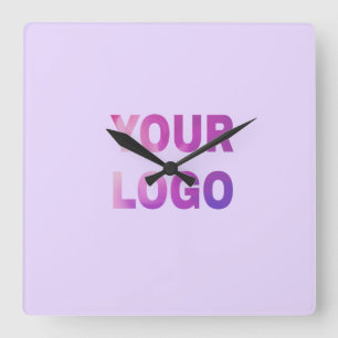 simple minimal add your logo/design here text      square wall clock