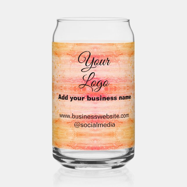 simple minimal add your logo/design pink orange gl can glass (Front)
