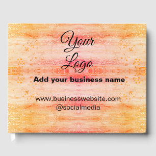 simple minimal add your logo/design pink orange gl guest book