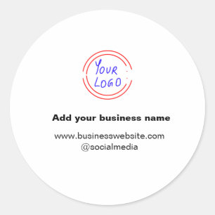 simple minimal add your logo/design watercolor classic round sticker