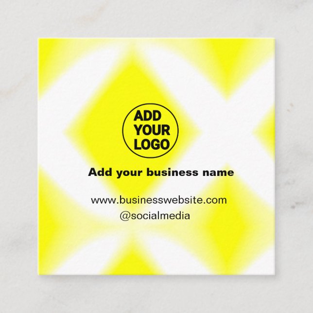simple minimal add your logo/design yellow add web square business card (Front)