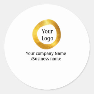 simple minimal add your logo gold website social t classic round sticker