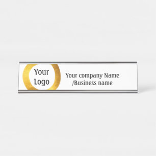 simple minimal add your logo gold website social t desk name plate