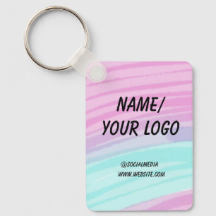 simple minimal add your logo name watercolor    key ring