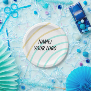 simple minimal add your logo name watercolor paper plate