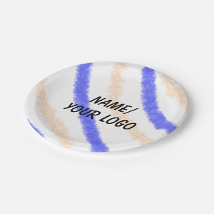 simple minimal add your logo name watercolor paper plate