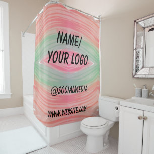 simple minimal add your logo name watercolor show shower curtain