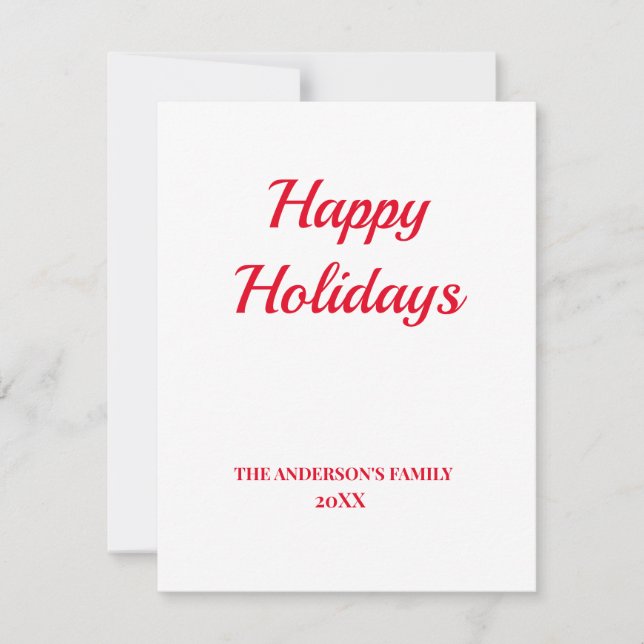 Simple minimal add your logo text name holiday card (Front)