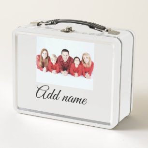 simple minimal add your mum photo name mum gift  metal lunch box