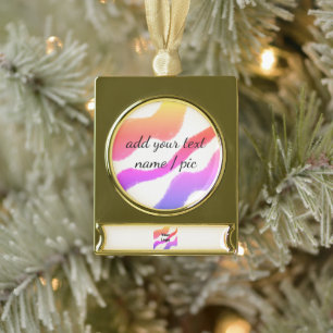 simple minimal add your name bridesmaid wedding  s gold plated banner ornament