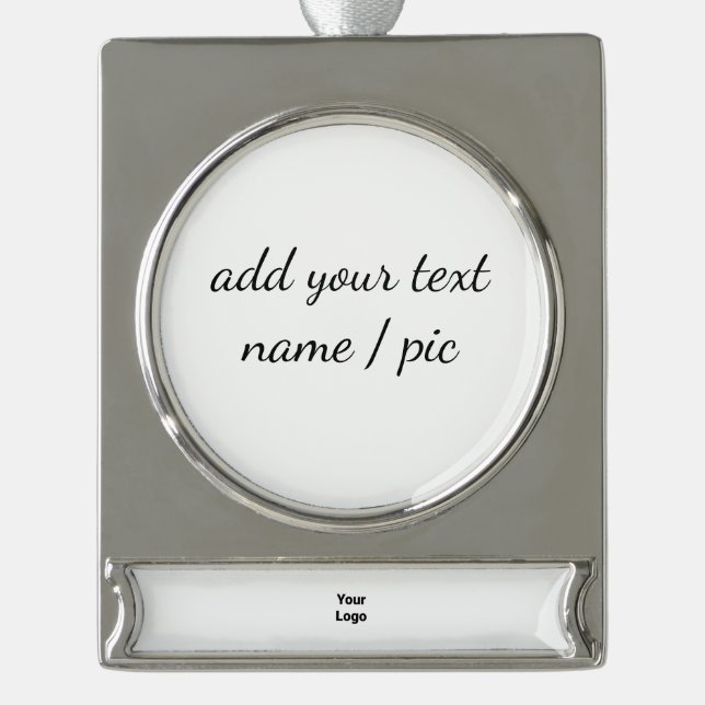 simple minimal add your name bridesmaid wedding  s silver plated banner ornament (Front)