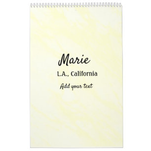 simple minimal add your name city text marble c calendar