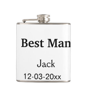 SIMPLE MINIMAL add your name custom best man Hip Flask