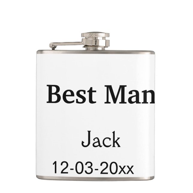 SIMPLE MINIMAL add your name custom best man Hip Flask (Front)