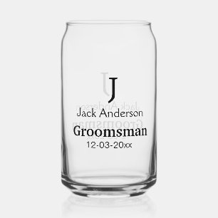 SIMPLE MINIMAL add your name custom groomsman  Can Glass