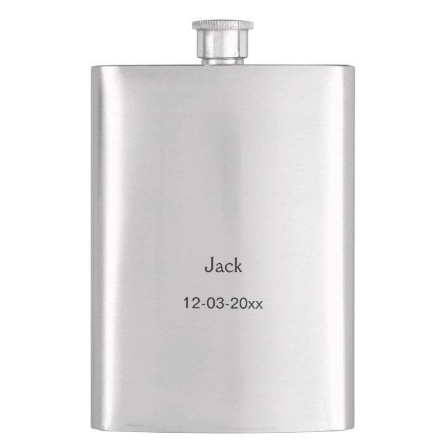 SIMPLE MINIMAL add your name custom groomsman Flas Hip Flask (Front)