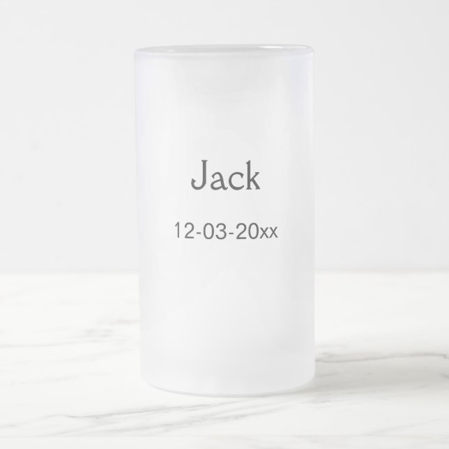 SIMPLE MINIMAL add your name custom groomsman  Frosted Glass Beer Mug (Center)