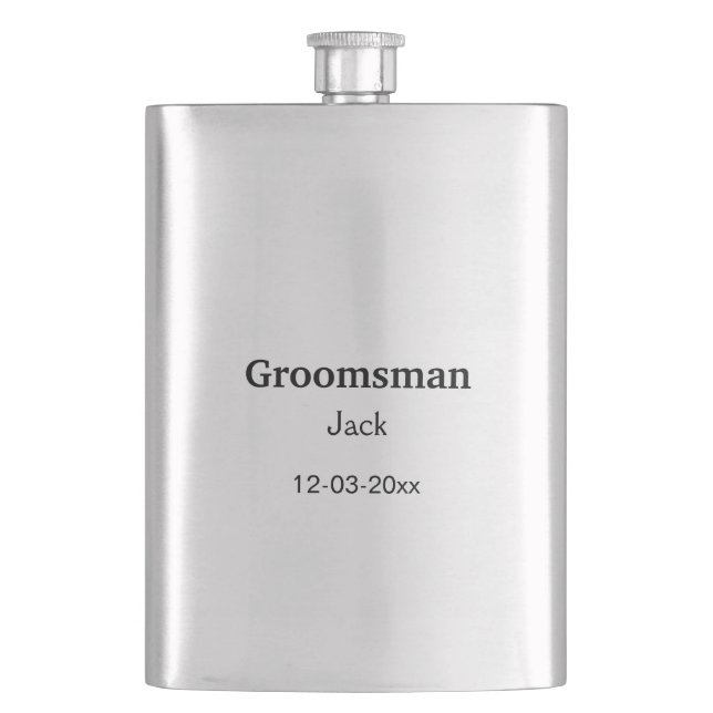 SIMPLE MINIMAL add your name custom groomsman Hip Flask (Front)