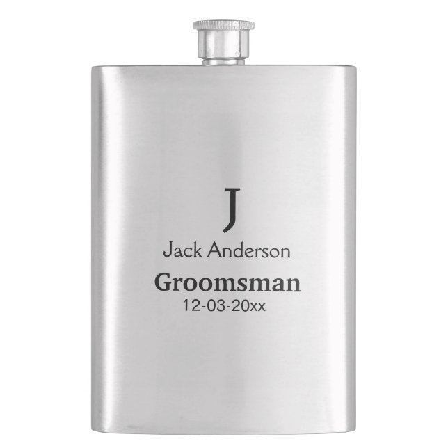 SIMPLE MINIMAL add your name custom groomsman  Hip Flask (Front)