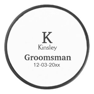 SIMPLE MINIMAL add your name custom groomsman  Hockey Puck