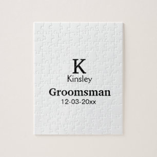 SIMPLE MINIMAL add your name custom groomsman  Jigsaw Puzzle