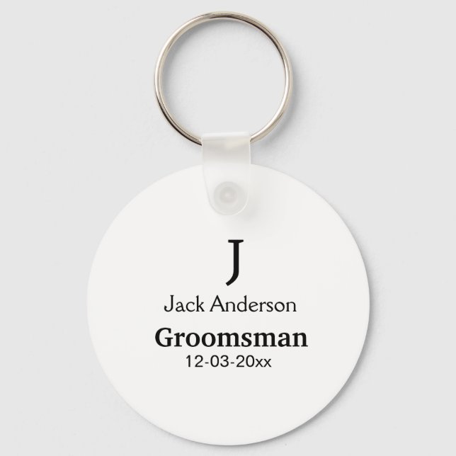 SIMPLE MINIMAL add your name custom groomsman  Key Ring (Front)
