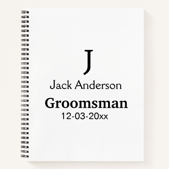 SIMPLE MINIMAL add your name custom groomsman  Notebook (Front)