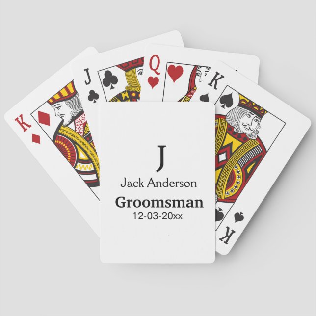 SIMPLE MINIMAL add your name custom groomsman  Playing Cards (Back)