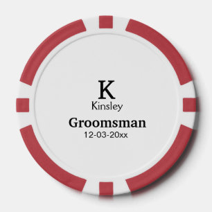 SIMPLE MINIMAL add your name custom groomsman  Poker Chips