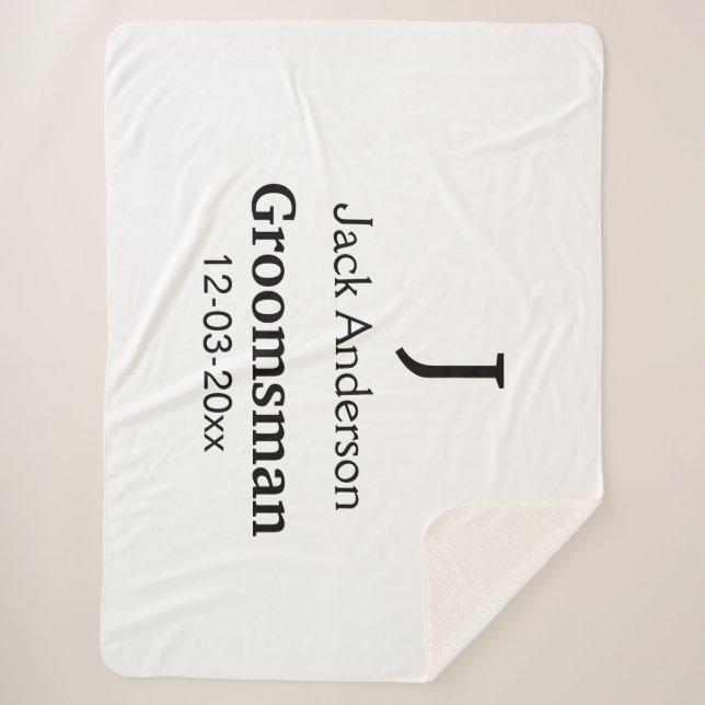SIMPLE MINIMAL add your name custom groomsman  Sherpa Blanket (Front)