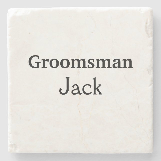 SIMPLE MINIMAL add your name custom groomsman     Stone Coaster (Front)