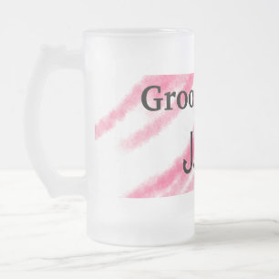 SIMPLE MINIMAL add your name custom groomsman T Frosted Glass Beer Mug