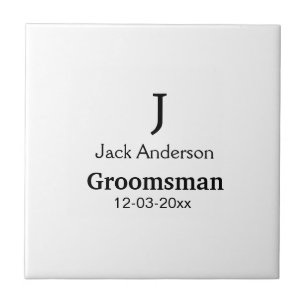 SIMPLE MINIMAL add your name custom groomsman  Tile