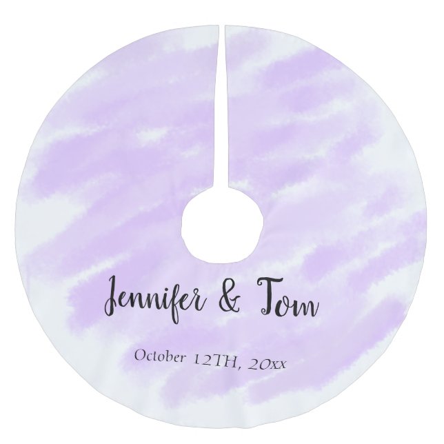simple minimal add your name custom wedding unity  brushed polyester tree skirt (Front)