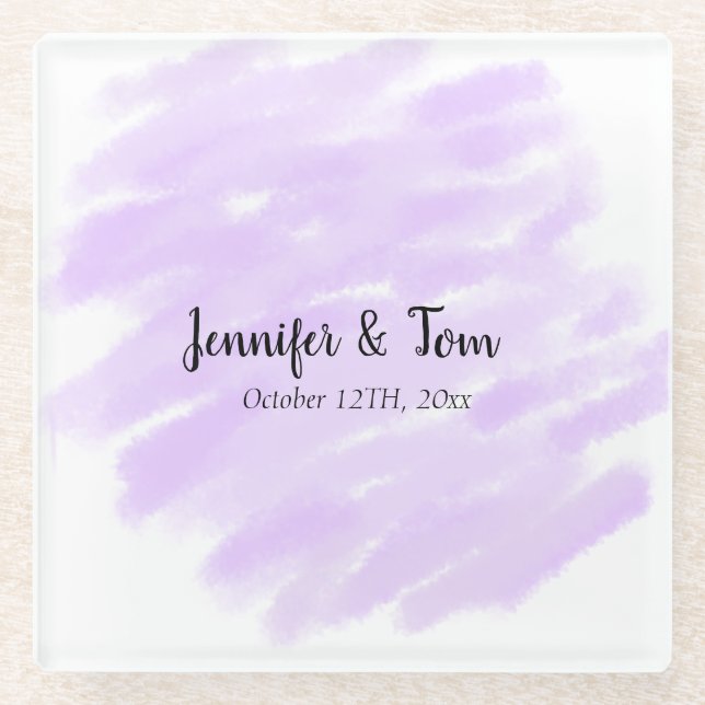 simple minimal add your name custom wedding unity  glass coaster (Front)